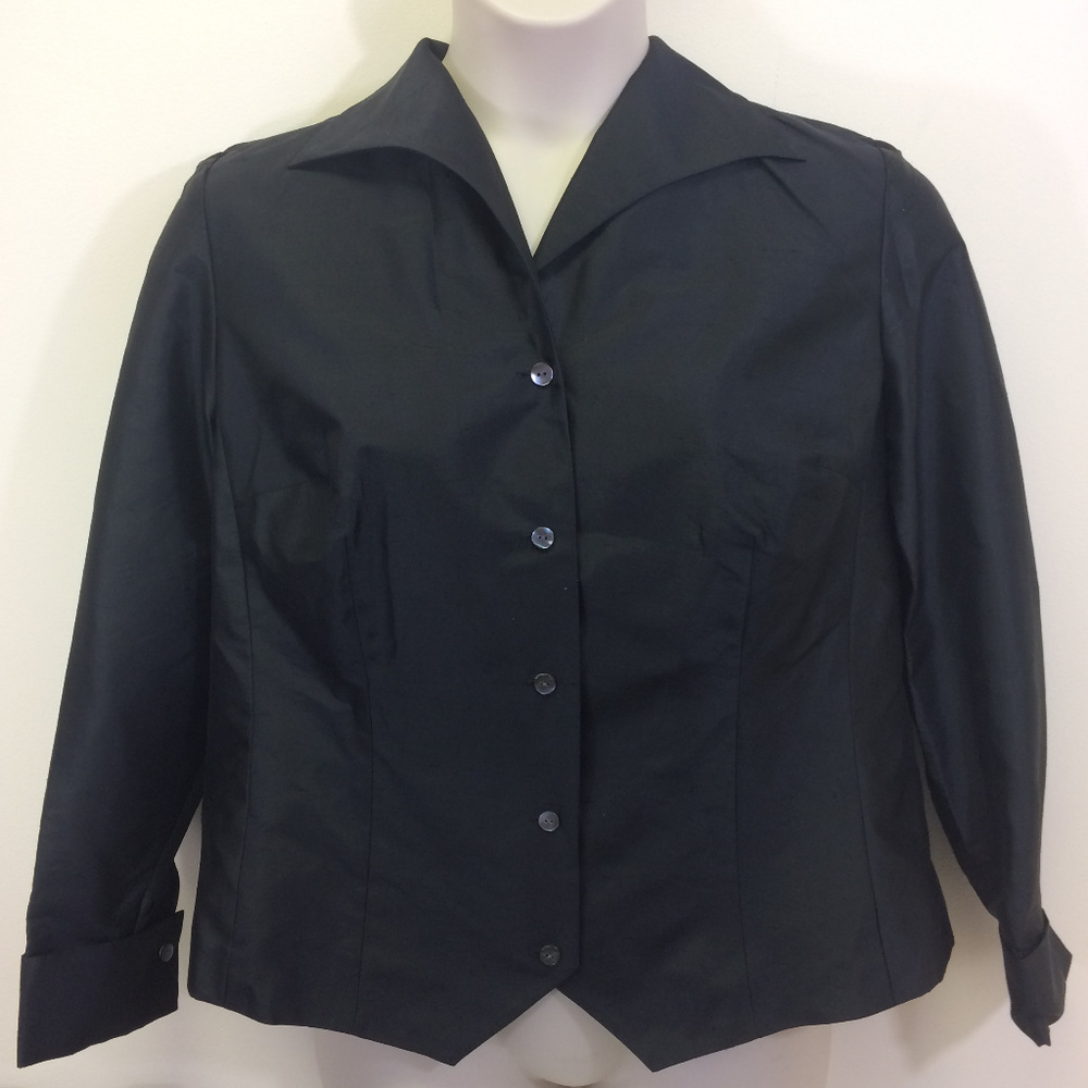 💯% Silk, Kate Hill Wing-Collar Lined Blouse NWT